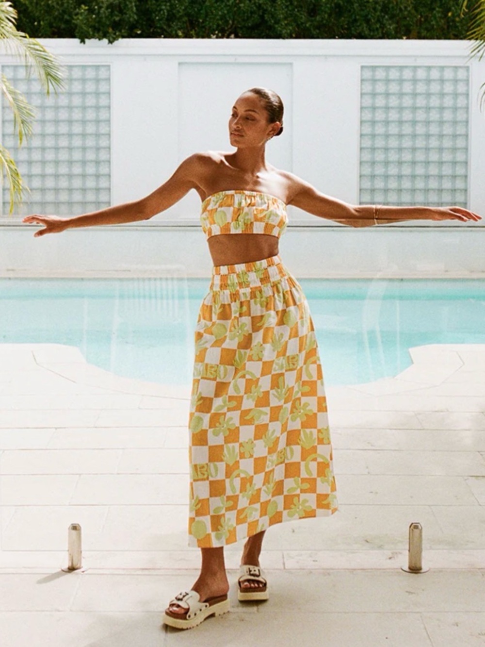 NWT SABO Checkerboard Print Cooper Midi Skirt & Crop Set Size S - Picture 3 of 10